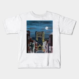 Norman Tower in the Moonlight Painting Kids T-Shirt